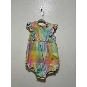 Ruffle Butts Boutique Girls Romper Rainbow Plaid Size 3T